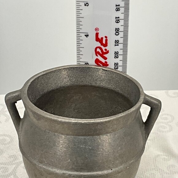 Vintage Pewter Metal Individual Bean Pot With Lid & Handles - Picture 5 of 6